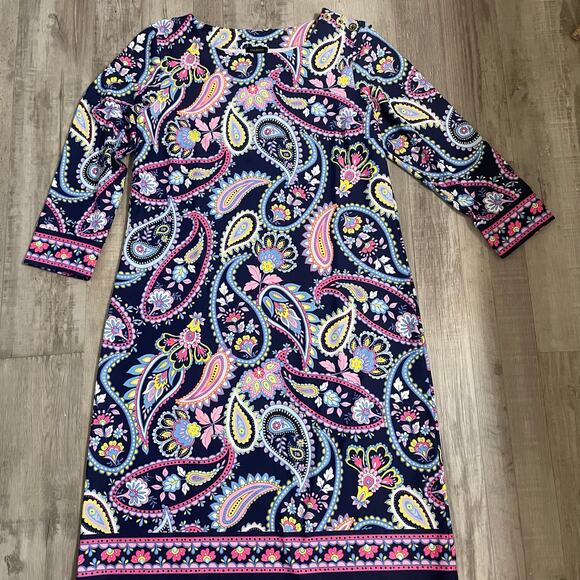 Talbots Effortless Jersey Shift Dress - Blossom Paisley Size Medium - Picture 8 of 11